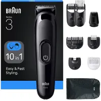 Braun Multifunktionell svart trimmer - - AIO3560 - 10-i-1 - 14 lägen - Justerbara kammar 3–21 mm - 50 min driftstid