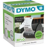 Dymo Etikettrulle 102 x 210 mm Vit 140 st Permanent 2166659 Fraktetiketter