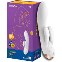 Satisfyer Double Flex - App‑styrd vibrator med klitorisstimulator (vit)