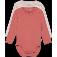 Minymo Body l/ä - Rib - 2-pack - Kanjon Rose - - 2 år (92) - Body L/Ä