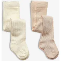 Minymo Strumpbyxor - 2-pack - Bambu - Rib - Off White - - 68/74 - Strumpbyxor