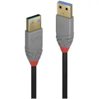 Lindy USB-kabel USB 3.2 Gen1 USB-A kontakt, USB-A kontakt 2.00 m Svart Förtennad 36752