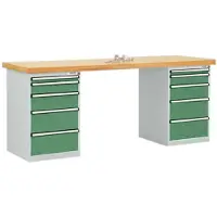 Manuflex TP5092.6011 Arbetsbänksystem COMBI, 2 hölje modell 1 med massiv bokeplatta, BxDxH = 2000 x 700 x 840 mm (B x H x D) 2000 x 800 x 700 mm