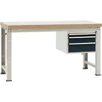 Manuflex WP5412.7016 Komplett arbetsbänk grund PROFI Standard med bok massiv platta, BxDxH = 1500 x 700 x 840 mm (B x H x D) 1500 x 800 x 700 mm
