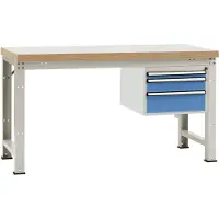 Manuflex WP5412.5012 Komplett arbetsbänk grund PROFI Standard med bok massiv platta, BxDxH = 1500 x 700 x 840 mm (B x H x D) 1500 x 800 x 700 mm