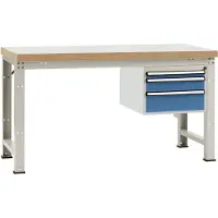 Manuflex WP5412.5007 Komplett arbetsbänk grund PROFI Standard med bok massiv platta, BxDxH = 1500 x 700 x 840 mm (B x H x D) 1500 x 800 x 700 mm