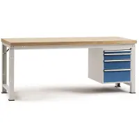 Manuflex WP5422.0001 Komplett arbetsbänk grund PROFI Standard med bok massiv platta, BxDxH = 1500 x 700 x 840 mm (B x H x D) 1500 x 800 x 700 mm
