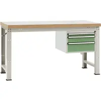 Manuflex WP5412.6011 Komplett arbetsbänk grund PROFI Standard med bok massiv platta, BxDxH = 1500 x 700 x 840 mm (B x H x D) 1500 x 800 x 700 mm