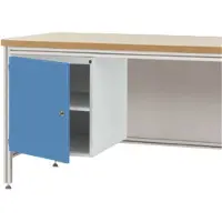 Manuflex ZB4979.5012 Hölje, underbyggnad för ALU-arbetsbord, användarhöjd 500 mm med dörrstopp vänster, för bordsdjup 600 mm