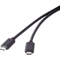 Renkforce USB-kabel USB 3.2 Gen2x2 USB-C-kontakt, USB-C-kontakt 1.00 m Svart guldpläterad kontakt