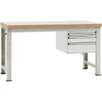 Manuflex WP5412.7035 Komplett arbetsbänk grund PROFI Standard med bok massiv platta, BxDxH = 1500 x 700 x 840 mm (B x D) 1500 mm x 700 mm