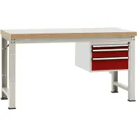 Manuflex WP5412.3003 Komplett arbetsbänk grund PROFI Standard med bok massiv platta, BxDxH = 1500 x 700 x 840 mm (B x H x D) 1500 x 800 x 700 mm