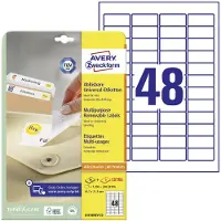 Avery L4736REV-25 Universaletiketter 45.7 x 21.2 mm Papper Vit 1440 st Repositionerbart Bläckstråleskrivare, Laser, Laser, färg, Kopiator,