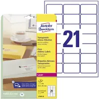 Avery-Zweckform L7560-25 Adressetiketter 63.5 x 38.1 mm Polyesterfilm Transparent 525 st Permanent Bläckstråleskrivare, Laser, Laser, färg, Kopiator,