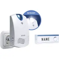 M-E Modern-Electronics FG1.2 Trådlös dörrklocka Komplett set med namnskylt, med blixt