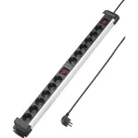 Sygonix SY-4538268 Förgreningsdosa med brytare 12x Svart, Silver Skyddskontakt 1 st