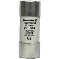Weidmuller 4000003733 FUSE WSFL 22X58 50A 1K5V GPV Säkring Innehåll 10 st