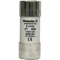 Weidmuller 4000003732 FUSE WSFL 22X58 40A 1K5V GPV Säkring Innehåll 10 st