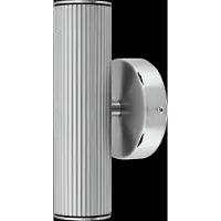 Globen Lighting Vägglampa Hubble, stål, höjd 21 cm, IP44 dimbar, Aluminium / grå / zink, Vardagsrum / matsal, Aluminium / grå / zink, Utomhusvägglampa