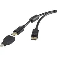 Renkforce Mini-DisplayPort / DisplayPort Adapterkabel Mini DisplayPort-kontakt, DisplayPort-kontakt 0.50 m Svart RF-3424504 guldpläterad kontakt, med