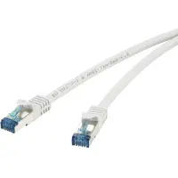 Renkforce RF-4145295 RJ45 Nätverkkabel, Patchkabel CAT 6A S/FTP 15.00 m Grå med låsskydd, Flamskyddsmedel 1 st