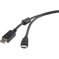 Renkforce DisplayPort / HDMI Adapterkabel DisplayPort-kontakt, HDMI-A-kontakt 1.80 m Svart RF-4382727 med ferritkärna, guldpläterad kontakt DisplayPort-kabel
