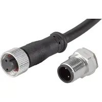 TRU COMPONENTS 1229336 Rundkontakt konfektionerad Hona rak, Kontakt hane inbyggd Totalt antal poler: 2 1 st