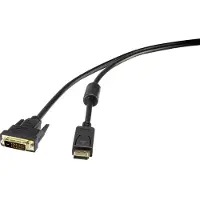 Renkforce DisplayPort / DVI Adapterkabel DisplayPort-kontakt, DVI-D 24+1-polig Kontakt 1.00 m Svart RF-3301142 skruvbar, guldpläterad kontakt, med ferritkärna