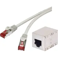 Renkforce RF-3829278 RJ45 Nätverkkabel, Patchkabel CAT 6A S/FTP 3.00 m Grå med låsskydd, Flamskyddsmedel 1 st