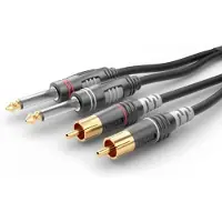 Sommer cable HBA-62C2-0300 Teleplugg / RCA Audio Anslutningskabel [2x Teleplugg: 6,3 mm (mono) - 2x RCA-hane] 3.00 m Svart
