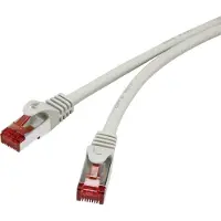 Renkforce RF-4724262 RJ45 Nätverkkabel, Patchkabel CAT 6 S/FTP 20.00 m Grå med låsskydd, guldpläterad kontakt, Flamskyddsmedel 1 st