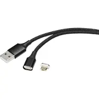 Renkforce USB-kabel USB 2.0 USB-A kontakt, USB-Micro-B-kontakt 1.00 m Svart magnetisk kontakt RF-4746074