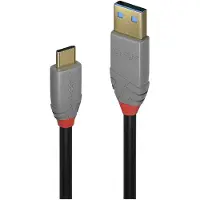 Lindy USB-kabel USB 3.2 Gen2 USB-C-kontakt, USB-A kontakt 0.50 m Svart, Grå trefaldigt skärmad 36910