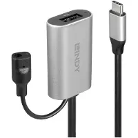 Lindy USB-kabel USB 3.2 Gen1 USB-C-kontakt, USB-A uttag 5.00 m Svart, Grå Aktiv med signalförstärkning 43270