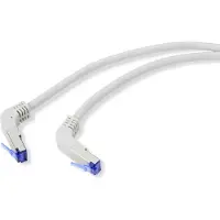 Renkforce RF-4892520 RJ45 Nätverkkabel, Patchkabel CAT 6A S/FTP 20.00 m Grå 90° nedåtvinklad 1 st