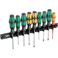 Wera 9650 Magnetleiste Kraftform Schraubendreher-Satz Skruvmejsel set Verkstad 9 delar Stjärnspår Phillips, Stjärnspår Pozidriv, TORX, Spår