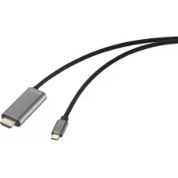 Speaka Professional USB-C / HDMI Adapterkabel USB-C-kontakt, HDMI-A-kontakt, USB-C uttag 2.00 m Svart SP-12876348 4K UHD, med laddningsuttag,