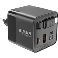 Voltcraft UC-2C1A65W02 USB-laddare 65 W 1x USB-A, 2x USB-C Antal utgångar: 3 x GaN, USB Power Delivery (USB-PD), Snabbladdare