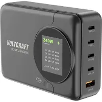 Voltcraft UC-4C1A240W01 USB-laddare 240 W 4x USB-C, 1x USB-A Power Delivery 3.0 Svart GaN, USB Power Delivery (USB-PD), Snabbladdare