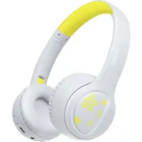 Logilink BT0073BL On Ear hörlurar Bluetooth, Sladd Ljusblå, Gul Hopfällbara, Volymbegränsning