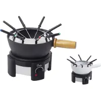 BIKITCHEN fondue 200 Fondue 1500 W 8 fonduegafflar, För livsmedel, kabel, Kontrolljus, steglös temperaturregulator, Överhettningsskydd Svart, Rostfritt stål