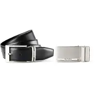 BOSS Reversible Italian-leather belt with two buckles