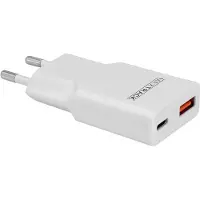 Transmedia Laddningsadapter 30 W USB-C, USB-A Power Delivery 3.0, Fast Charge Vit