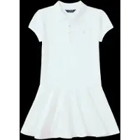 Ralph Lauren för flickor. 313624740003 Poloklänning i vit stretchpiké ((L) 10/11años= 144/154cm), Casual, Bomull, barnmode