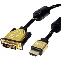 Roline DVI Anslutningskabel DVI-D 24+1-polig Kontakt, HDMI-A-kontakt 1.50 m Flerfärgad 11.04.5896 Skärmad DVI-kabel