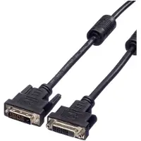 Value DVI Anslutningskabel DVI-D 24+1-polig Kontakt, DVI-D 24+1-polig Kontakt 5.00 m Svart 11.99.5565 låsbar DVI-kabel