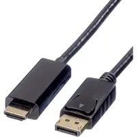 Roline DisplayPort Anslutningskabel DisplayPort-kontakt, HDMI-A-kontakt 5.00 m Svart 11.04.5788 Skärmad DisplayPort-kabel