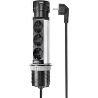 Sygonix SY-4997104 Kontaktpelare Svart, Rostfritt stål Skyddskontakt 1 st