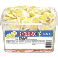 Haribo spegelägg 1,6 kg i plasthink