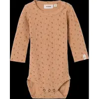 Lil´ Atelier Lil' Atelier Body l/ä - NbfGago - Noos - Nougat m. Blommor - - 68 - Body L/Ä
